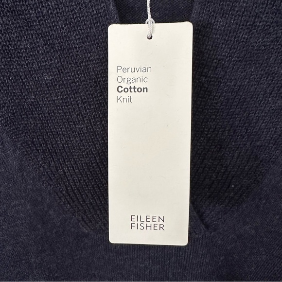 Eileen Fisher Midnight Blue Hooded Boxy Sweater - Picture 5 of 12